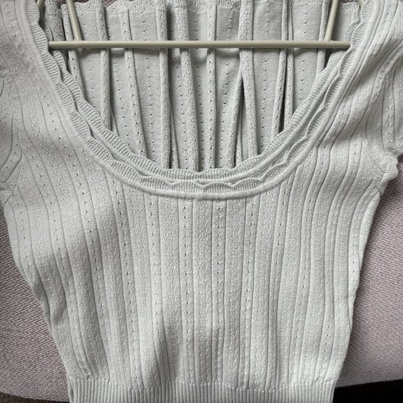 NWT LoveShackFancy Evaluna Stretch Pointelle Mini Dress size S in Eau De Nil - Picture 5 of 8